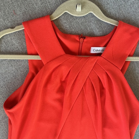 NWT Calvin Klein pleat detail orange sheath dress - size 8 - Picture 1 of 11